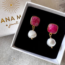 Load image into Gallery viewer, Teardrop double gemstone earrings
