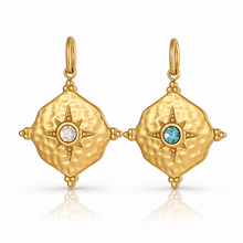 Load image into Gallery viewer, Gold Crystal Hammered disc charm - 2 colours
