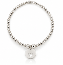 Load image into Gallery viewer, Sterling Silver Heart Cutout Disc Charm Ball Bracelet
