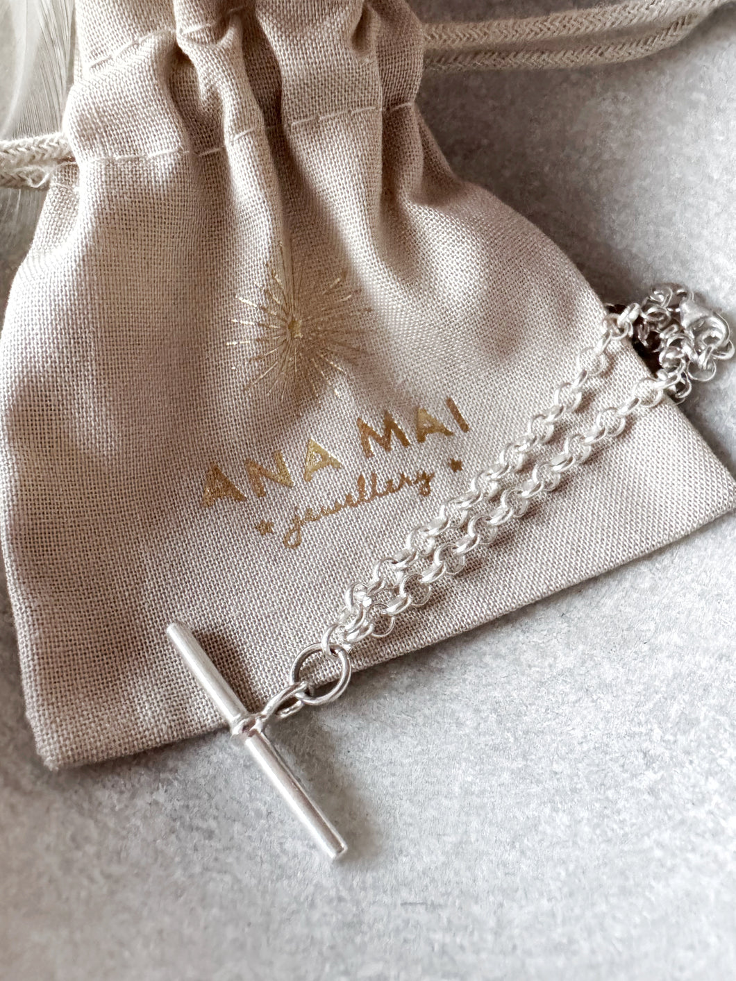 Sterling Silver T Bar Chain Bracelet