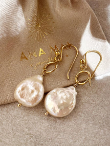 Baroque Freshwater Pearl circle pendant earrings