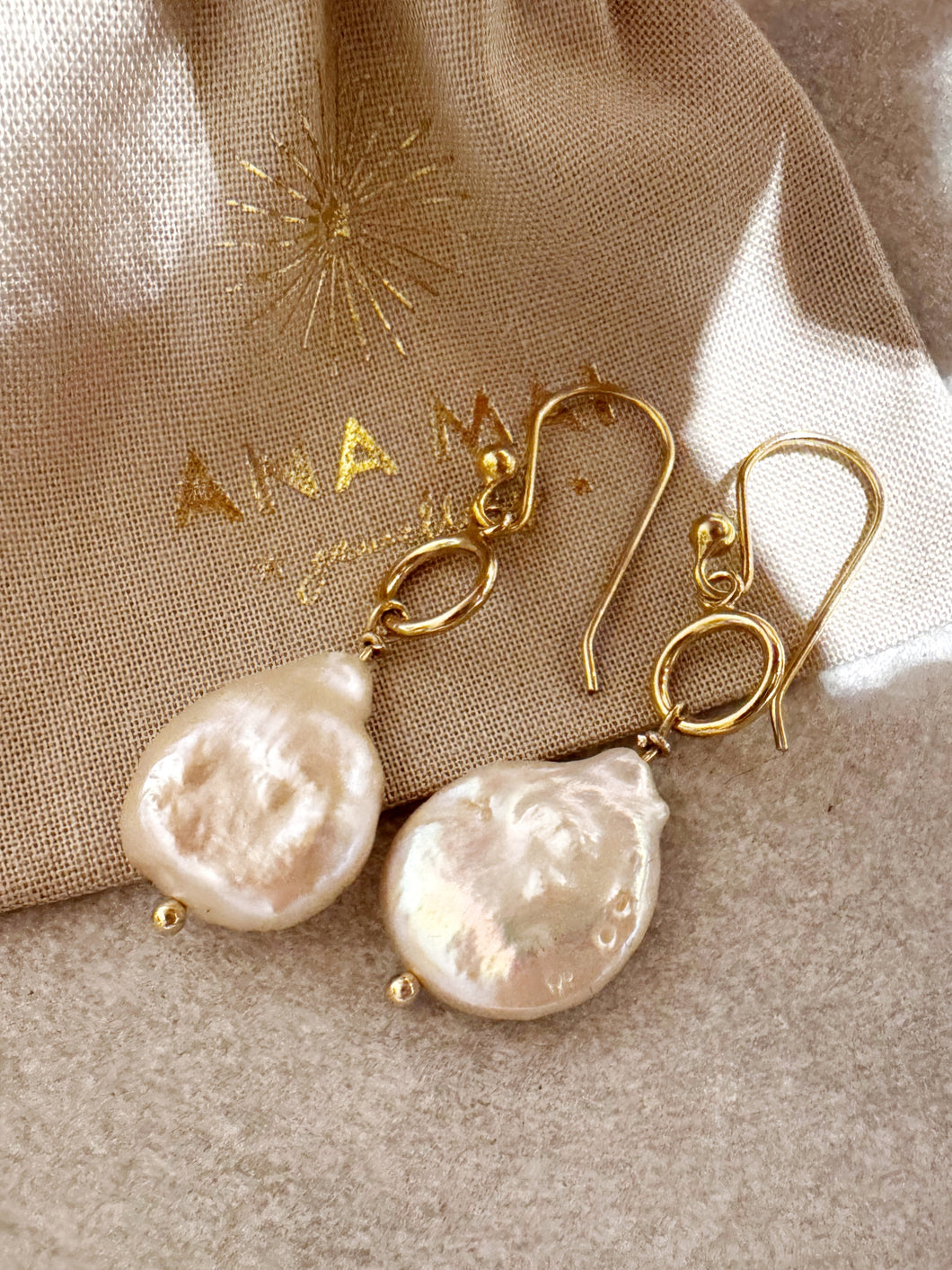 Baroque Freshwater Pearl circle pendant earrings