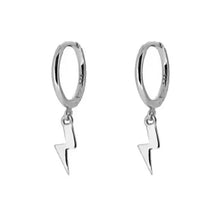 Load image into Gallery viewer, Lightning Bolt huggie hoop earrings
