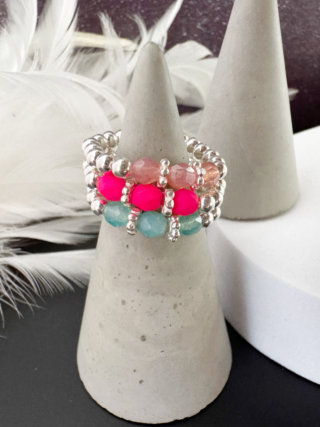 Czech Glass Beaded Stretch Ring