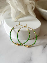 Load image into Gallery viewer, Miyuki Beaded Stainless Steel 40mm Hoop Earrings
