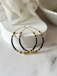 Miyuki Beaded Stainless Steel 40mm Hoop Earrings