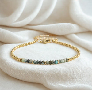 Delicate gemstone and gold stainless steel bracelets - various