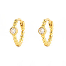 Load image into Gallery viewer, Crystal Small Gem Beaded Huggie Hoop Earrings
