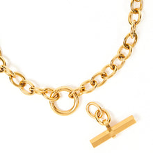 Load image into Gallery viewer, Super Chunky T Bar Gold Plated Stainless Steel necklace
