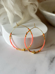 Miyuki Beaded Stainless Steel 40mm Hoop Earrings