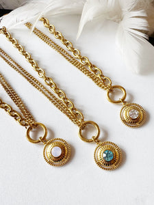 Crystal Charm Stainless Steel double row necklace