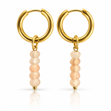 Load image into Gallery viewer, 5 gem charm Stainless Steel Huggie Hoop Earrings - 4 colours
