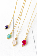 Load image into Gallery viewer, Dainty Teardrop Gemstone Pendant Gold Fill Necklace
