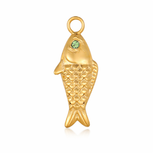 Load image into Gallery viewer, 26mm Fish pendant charm with crystal eye
