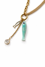 Load image into Gallery viewer, Fish and Crystal double row statement necklace
