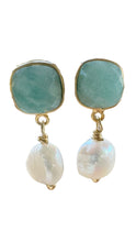 Load image into Gallery viewer, Teardrop double gemstone earrings
