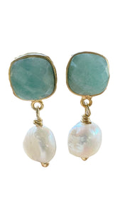 Teardrop double gemstone earrings