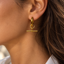 Load image into Gallery viewer, T Bar Super Chunky Stainless Steel Huggie Earrings
