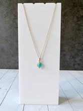 Load image into Gallery viewer, Dainty Teardrop Gemstone Pendant 18” Gold Fill Necklace
