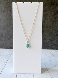 Dainty Teardrop Gemstone Pendant 18” Gold Fill Necklace