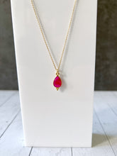 Load image into Gallery viewer, Dainty Teardrop Gemstone Pendant 18” Gold Fill Necklace
