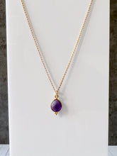 Load image into Gallery viewer, Dainty Teardrop Gemstone Pendant 18” Gold Fill Necklace
