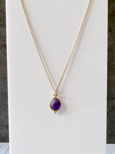 Dainty Teardrop Gemstone Pendant 18” Gold Fill Necklace
