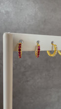Load and play video in Gallery viewer, Crystal Coloured Stone Plain Huggie hoop earrings
