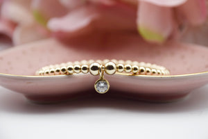 8.5mm CZ Gem Charm Beaded Bracelet