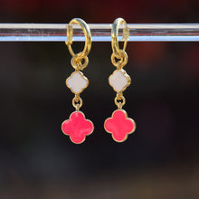 Load image into Gallery viewer, Double Clover 2 in 1 huggie hoop earrings
