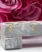 Load image into Gallery viewer, Open Cross Charm Beaded Stretch Ring
