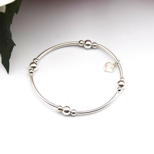 Sterling Silver Simplicity Tube and Bead Bracelet