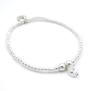 Large oval CZ charm beaded bracelet