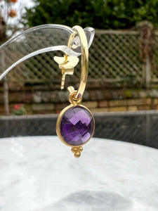 Amethyst Round Gemstone wire earrings