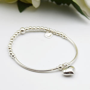 14mm Puff Heart Bead and Tube Bracelet