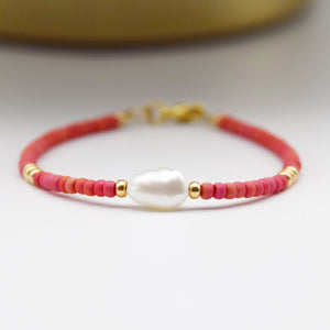 Colourful Seed Bead & Freshwater Pearl Bracelet