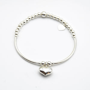 14mm Puff Heart Bead and Tube Bracelet