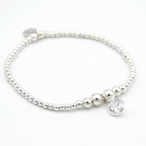 10.5mm CZ round charm Beaded Bracelet