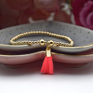 Neon Mini Tassel Bead Bracelet
