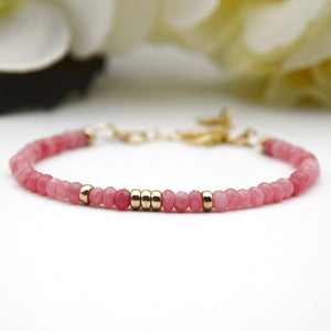 Pink Agate and 14k Gold Filled Dainty Bracelet