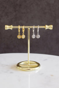 Sun CZ huggie hoop earrings