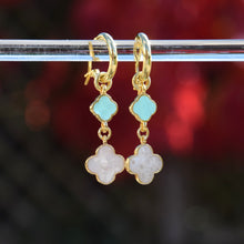 Load image into Gallery viewer, Double Clover 2 in 1 huggie hoop earrings
