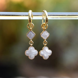 Double Clover 2 in 1 huggie hoop earrings