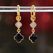 Load image into Gallery viewer, Double Clover 2 in 1 huggie hoop earrings
