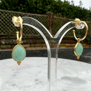 Amazonite Teardrop Gemstone hoop earrings