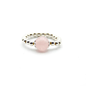 8mm Madagascan Rose Quartz Beaded Stretch Ring
