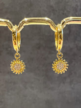 Load image into Gallery viewer, Sun CZ huggie hoop earrings
