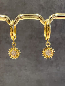 Sun CZ huggie hoop earrings