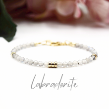 Load image into Gallery viewer, Labradorite &amp; Gold Fill Dainty Bracelet
