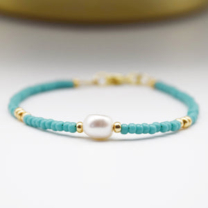 Colourful Seed Bead & Freshwater Pearl Bracelet